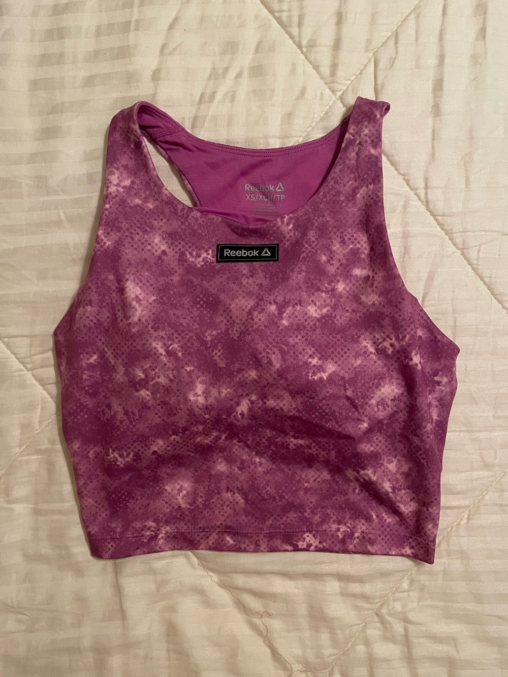 Reebok Pink-Purple Tie-Dye High Neck Crop Sports Bra